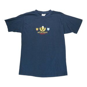 90s Y2K Vintage‎ Tago Navy Munchen Germany Embroidered T-Shirt Mens Large